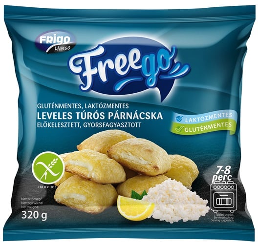 Freego Gluténmentes, Laktózmentes leveles túrós párnácska, előkelesztett, gyorsfagyasztott