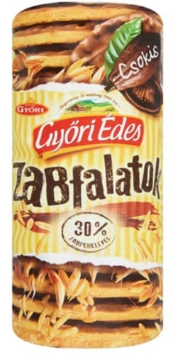 Győri Édes Zabfalatok tejcsokoládéba félig mártott