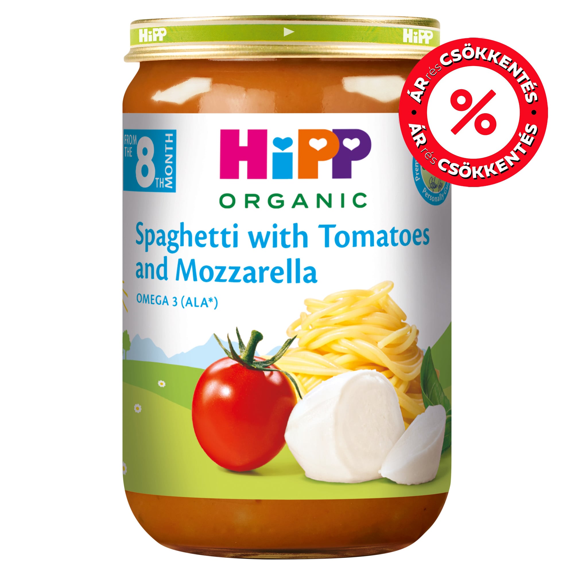 Hipp Spagetti paradicsommal és mozzarellával​, 8 hónapos kortól