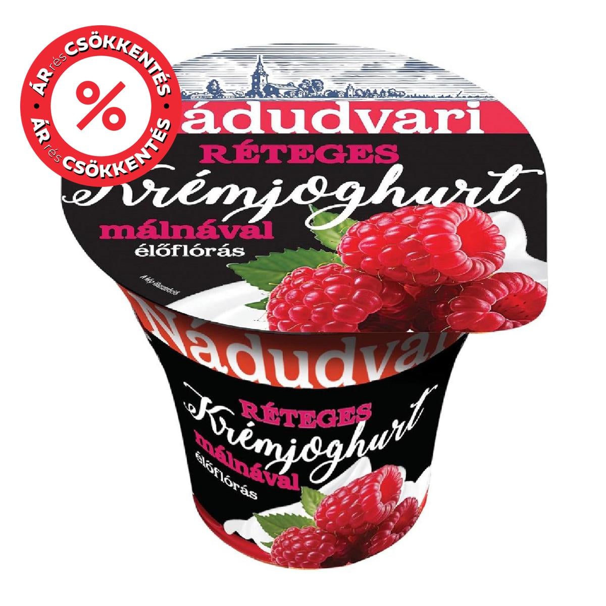 Nádudvari élőflórás, réteges krémjoghurt málnával