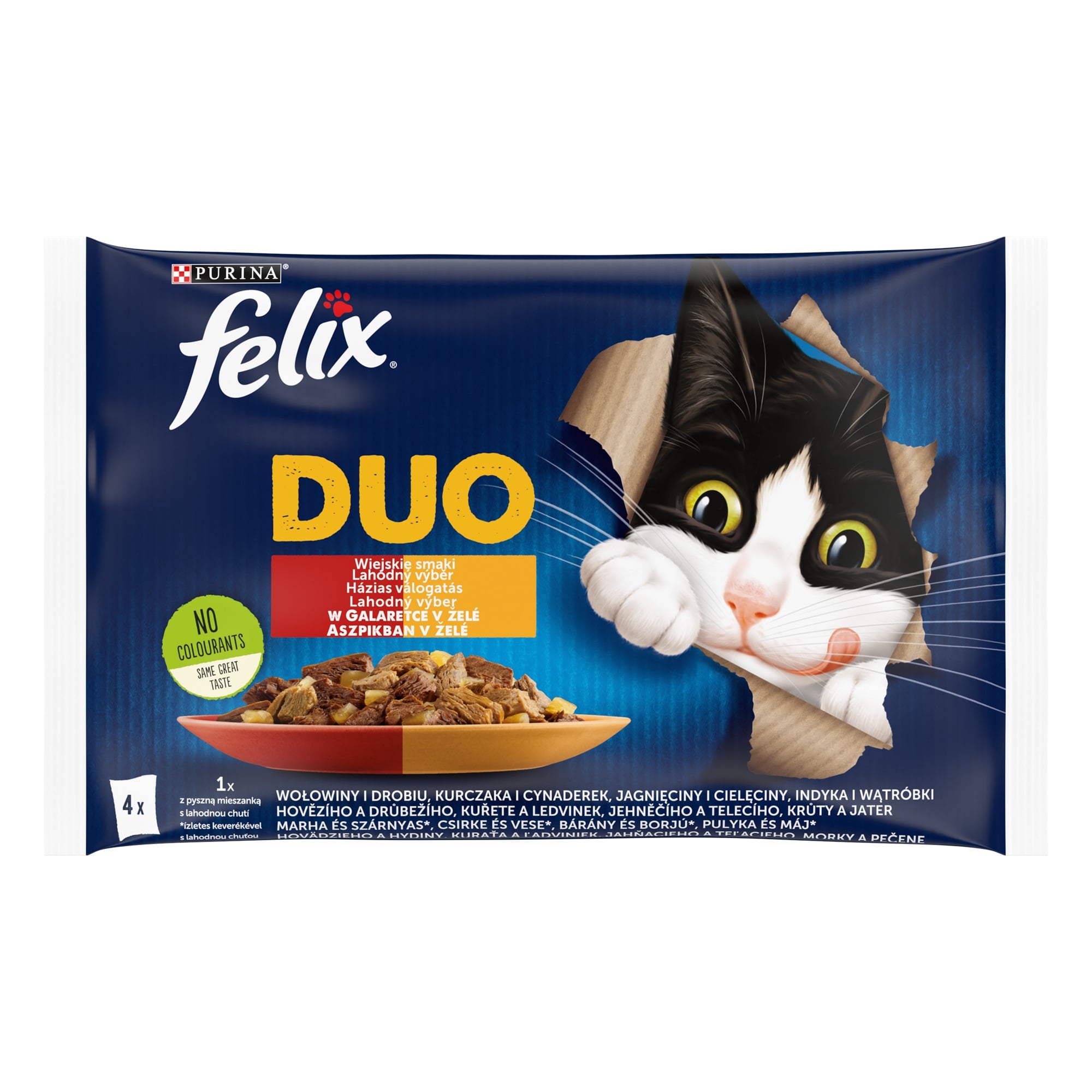 Felix Fantastic DUO Házias válogatás aszpikban nedves macskaeledel (4x85g)