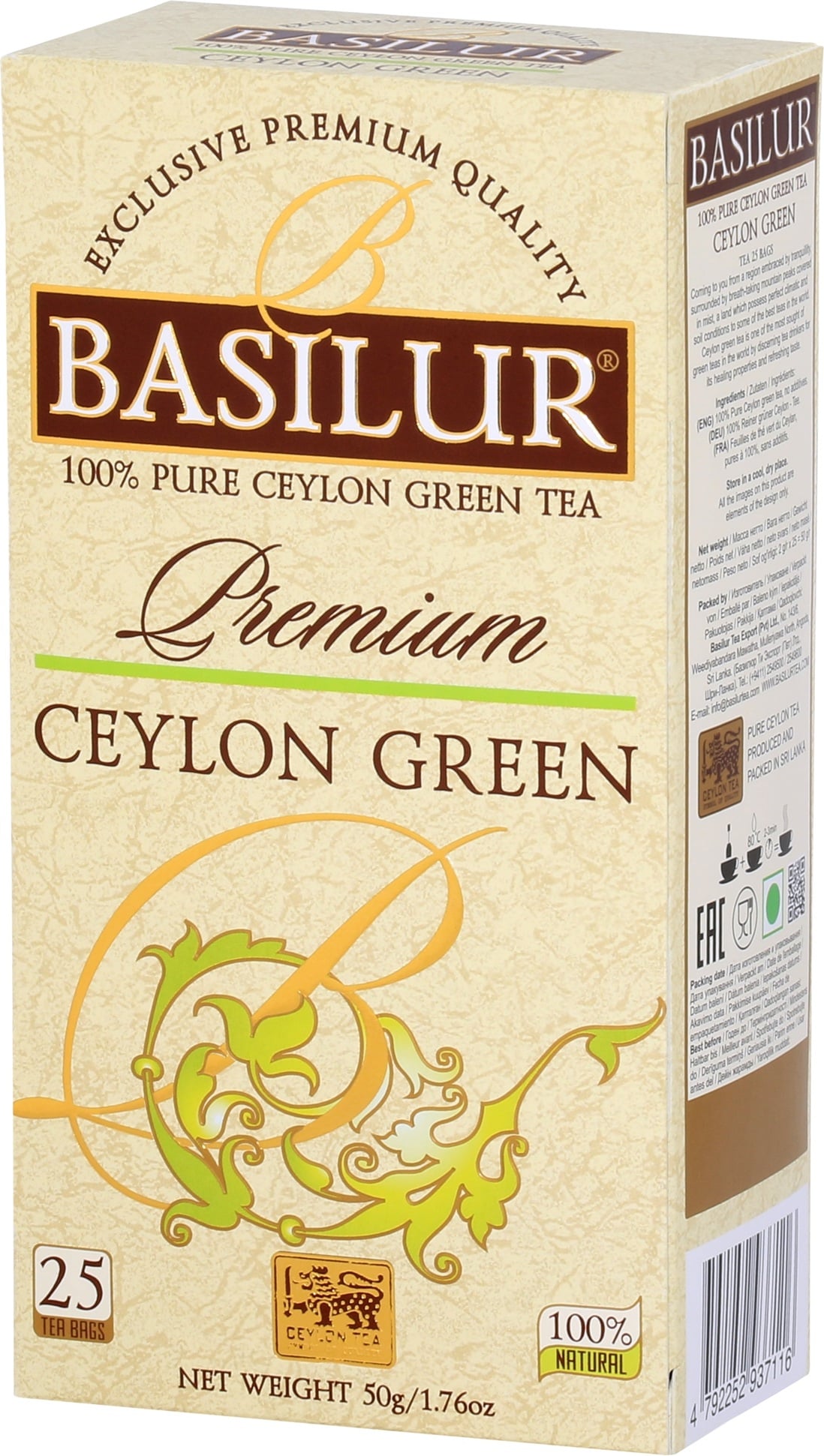 Basilur Premium Ceylon green filteres zöld tea