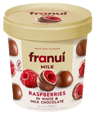 FranuÍ - friss málna fehér és tejcsokoládéval bevonva