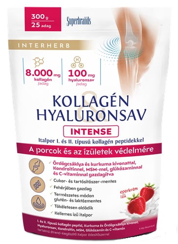 Interherb Kollagén&Hyaluronsav Porc-izület italpor INTENSE Eperkrém ízű