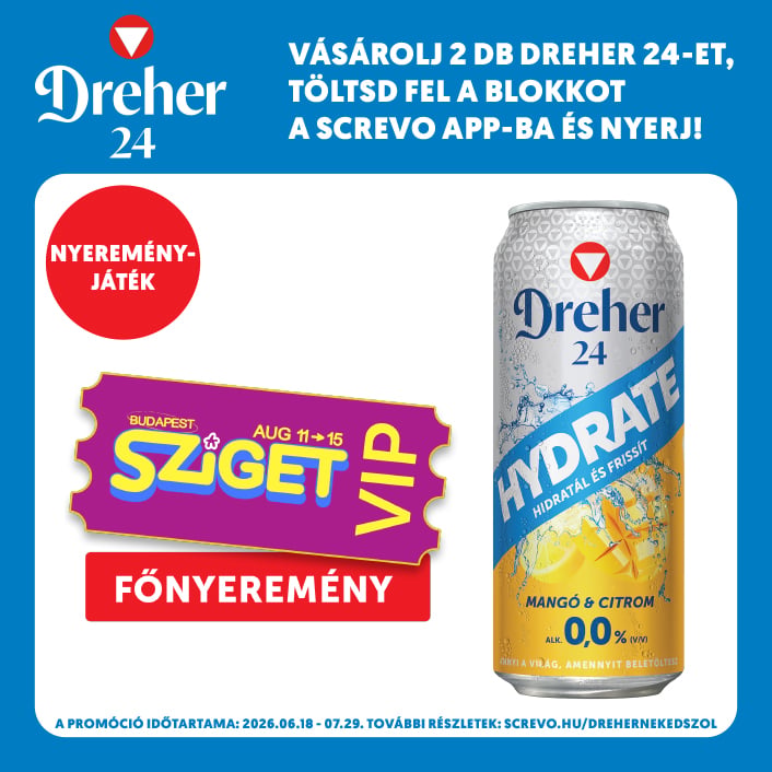 Dreher 24 Hydrate alkoholmentes világos sör és mangó-citrom ízű ital keveréke