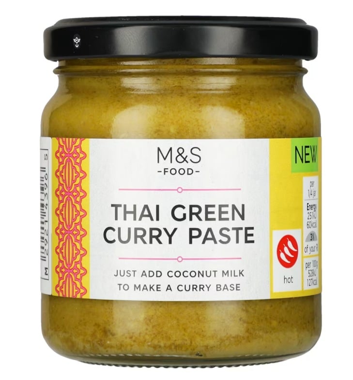 Marks & Spencer Thai zöld curry paszta zöld chilivel, citromfűvel galangával és rákpasztával