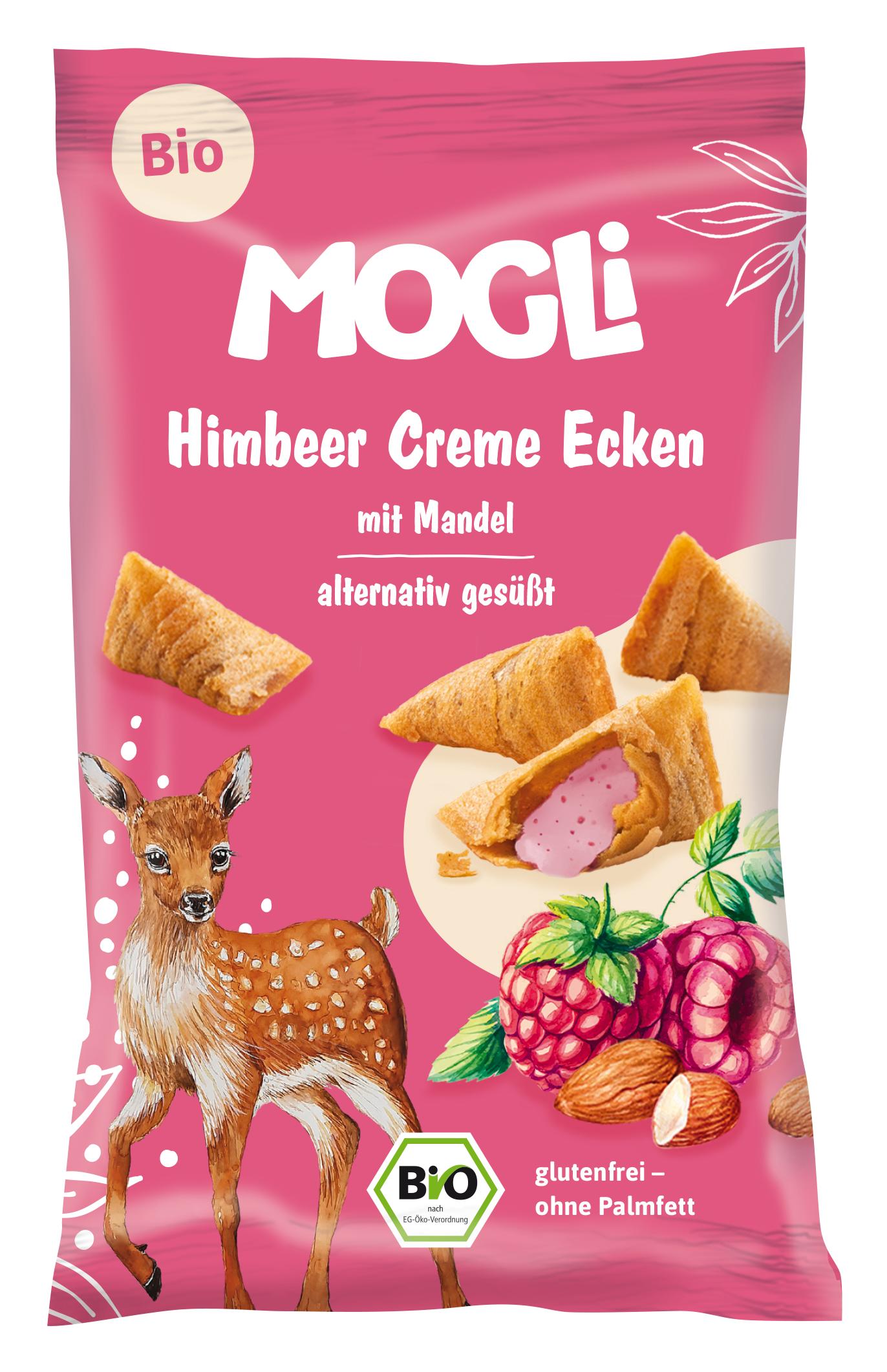 Mogli bio Himbeer Creme Ecken málnás mandulás krémes sarkocskák