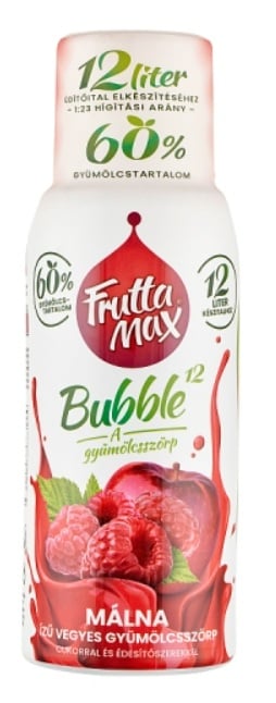 FruttaMax Bubble¹² málna ízű vegyes gyümölcsszörp cukorral és édesítőszerekkel