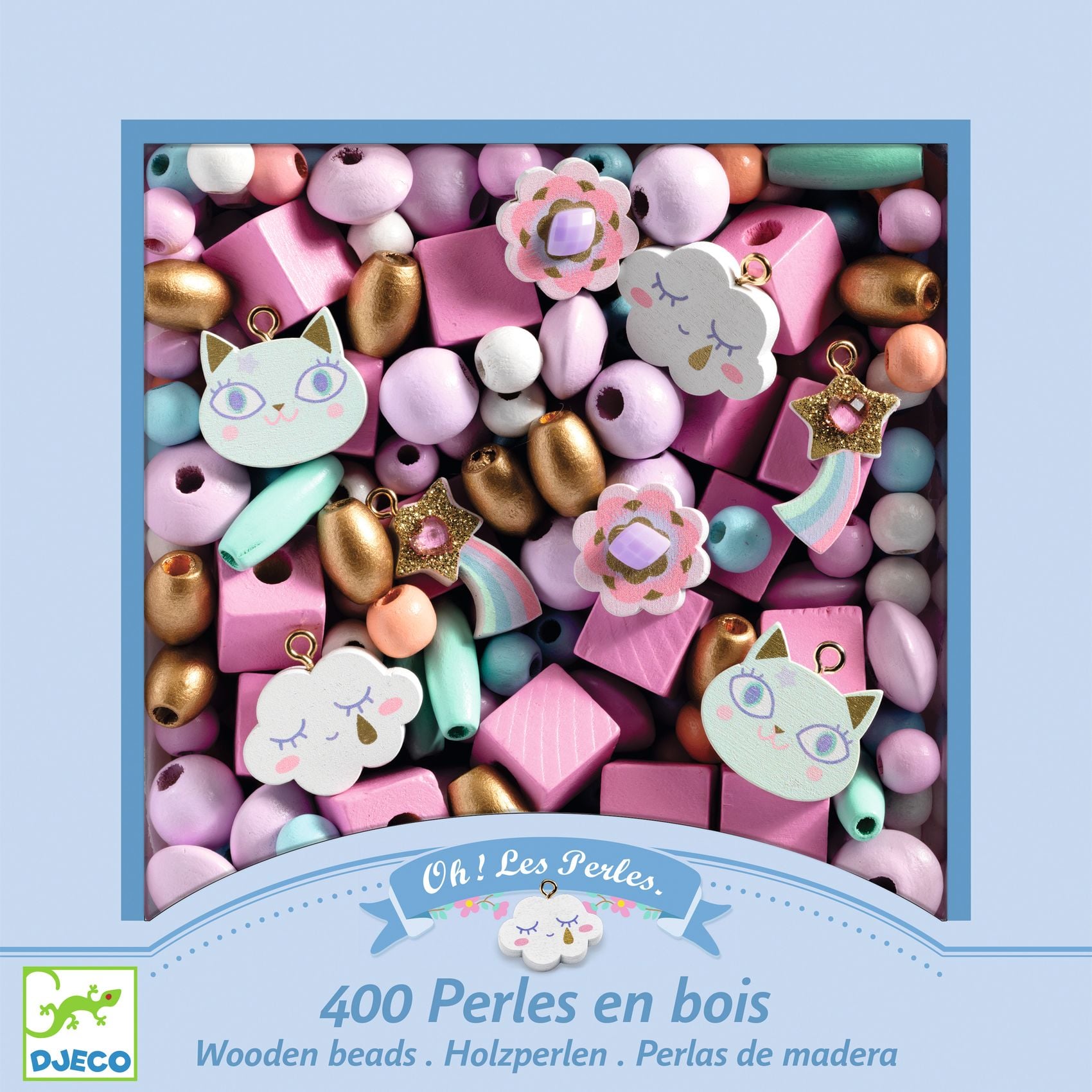 Djeco Fagyöngy készlet - Szivárvány - Wooden beads