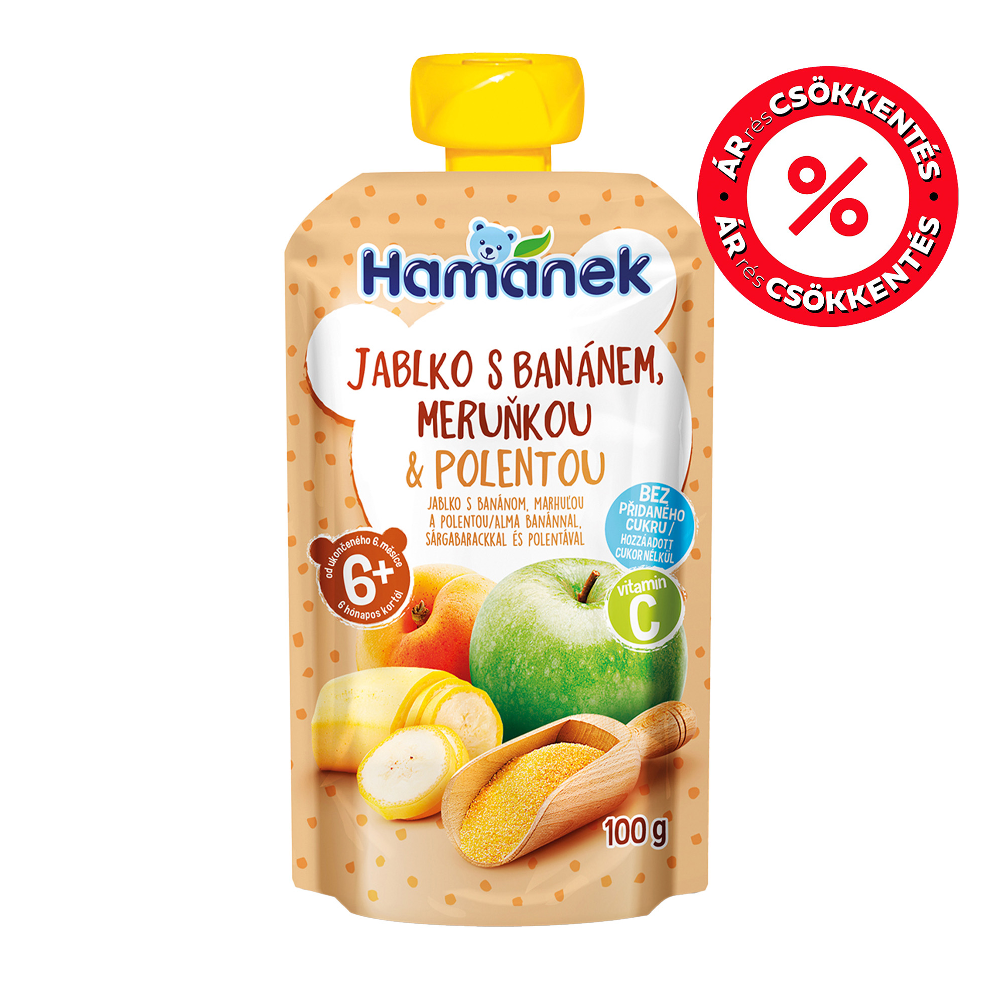 Hamanek desszert alma banán sárgabarack polenta  6 hónapos kortól