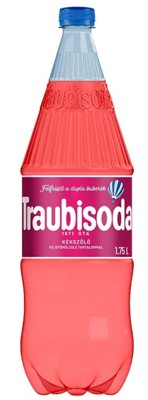 Traubisoda Kékszőlő ízű szénsavas üdítőital cukorral és édesítőszerekkel
