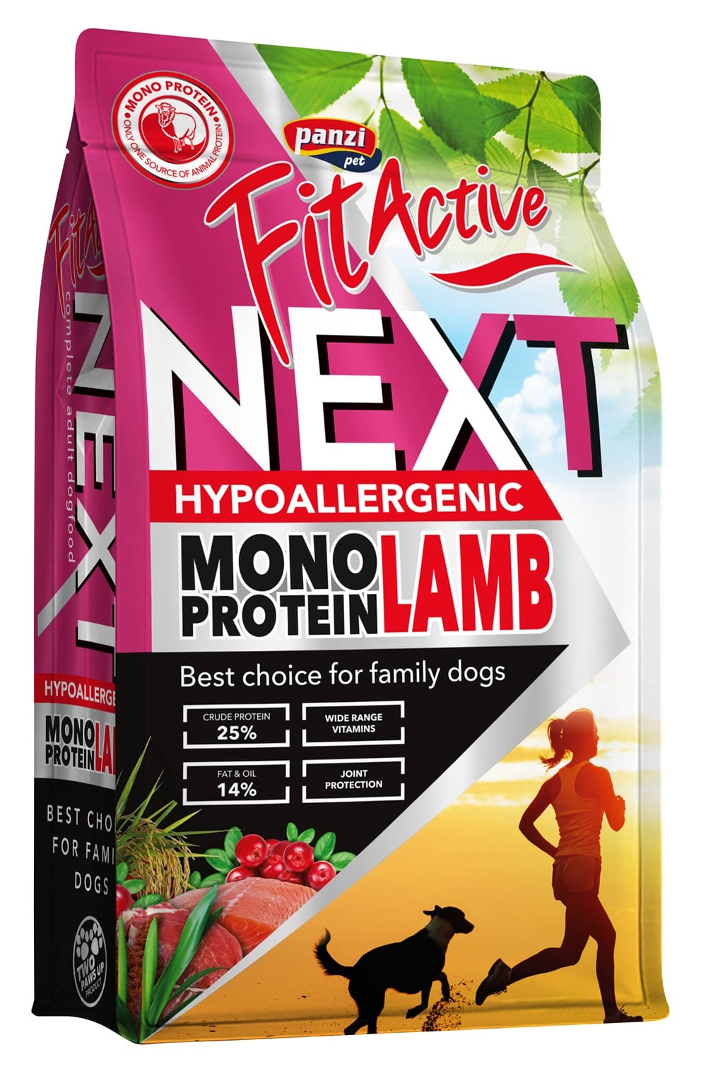 FitActive Next monoproteines hipoallergén száraztáp felnőtt kutyáknak, bárány-áfonya