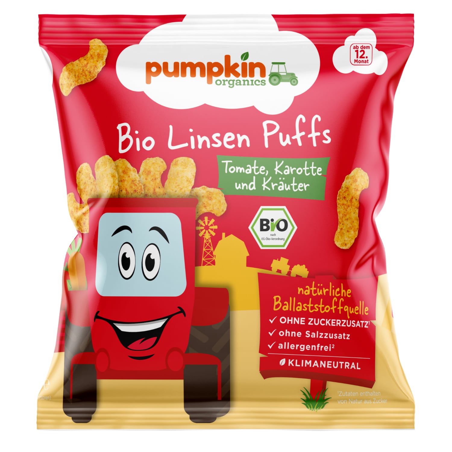 Pumpkin Organics Bio Lencse Snack paradicsommal, répával és petrezselyemmel 12 hónapos kortól