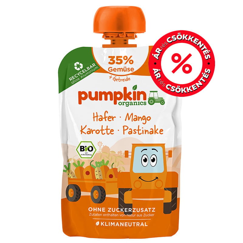 Pumpkin Organics Bio Mangó sárgarépa paszternák zabbal tasakos püré 6 hónapos kortól