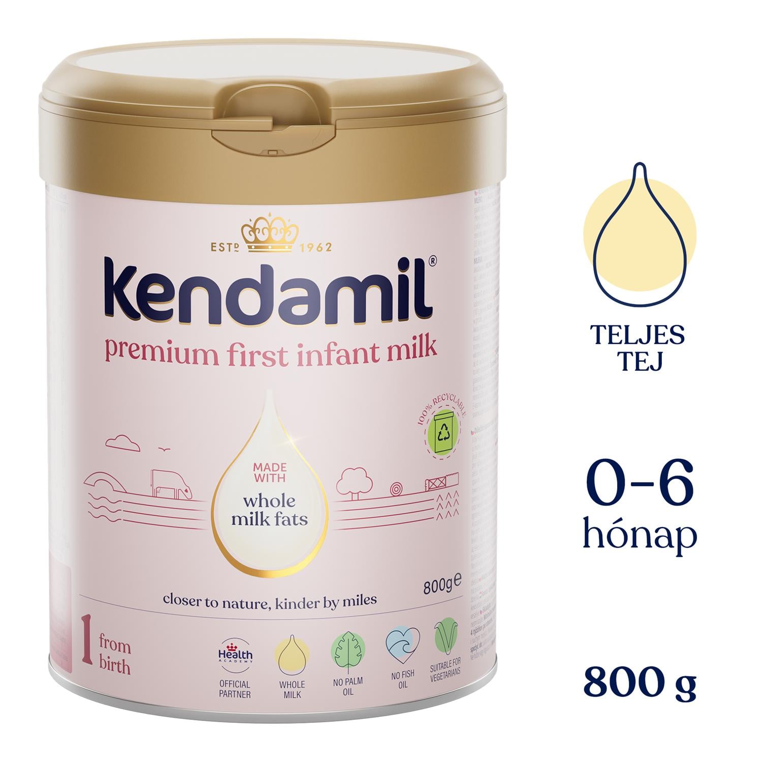 Kendamil PREMIUM 1 tehéntej alapú anyatej-helyettesítő tápszer újszülött kortól