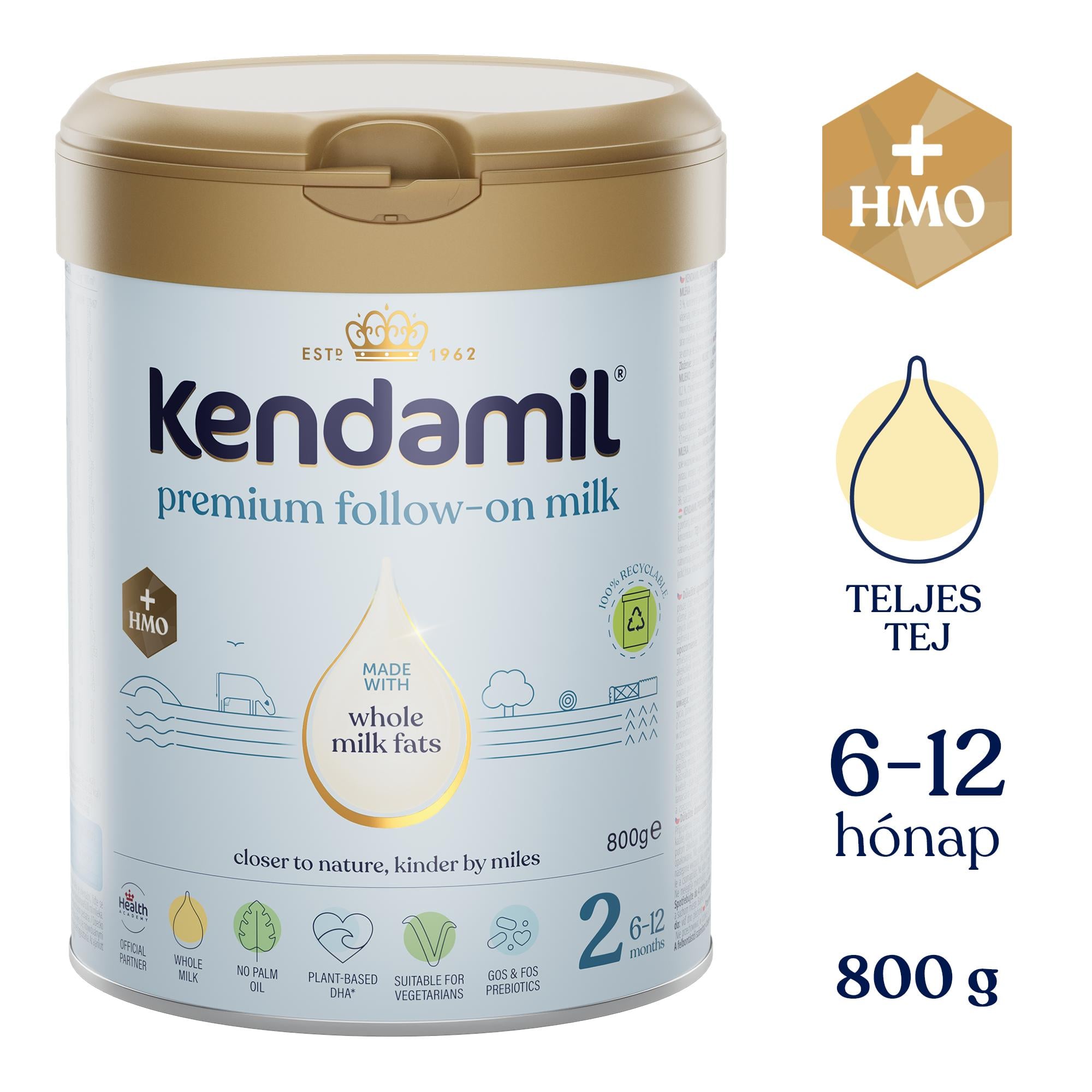Kendamil PREMIUM 2 tehéntej alapú anyatej-kiegészítő tápszer 6 hónapos kortól
