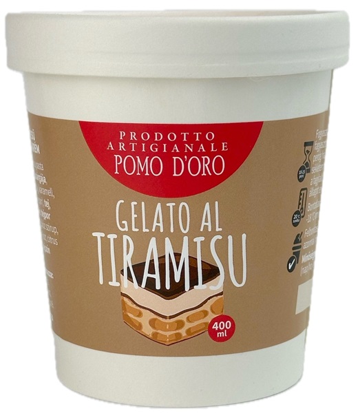 Pomo D'oro Gelato al tiramisu - Prodotto artigianale - Pomo D'Oro - házi készítésű tiramisu jégkrém