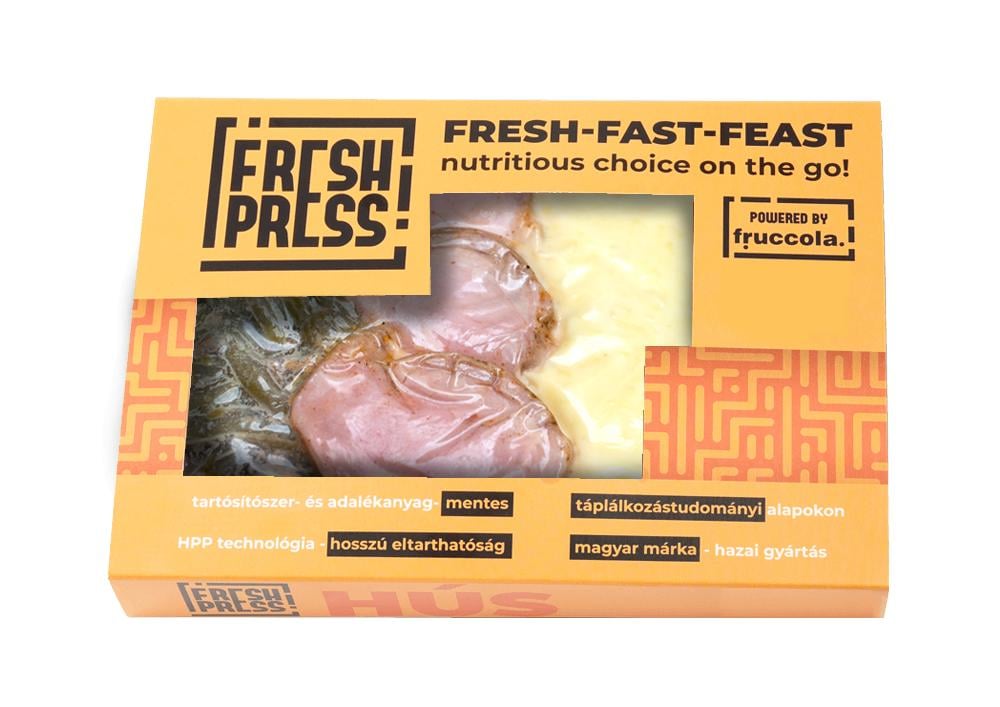 Freshpress Sous-vide sertés szűz, burgonyapüré, baconös zöldbab