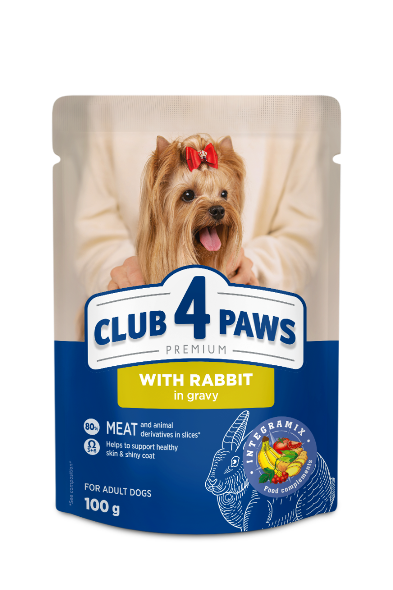 Club 4 Paws Premium teljes értékű nedves kutyaeledel szószban, nyúl 100 g