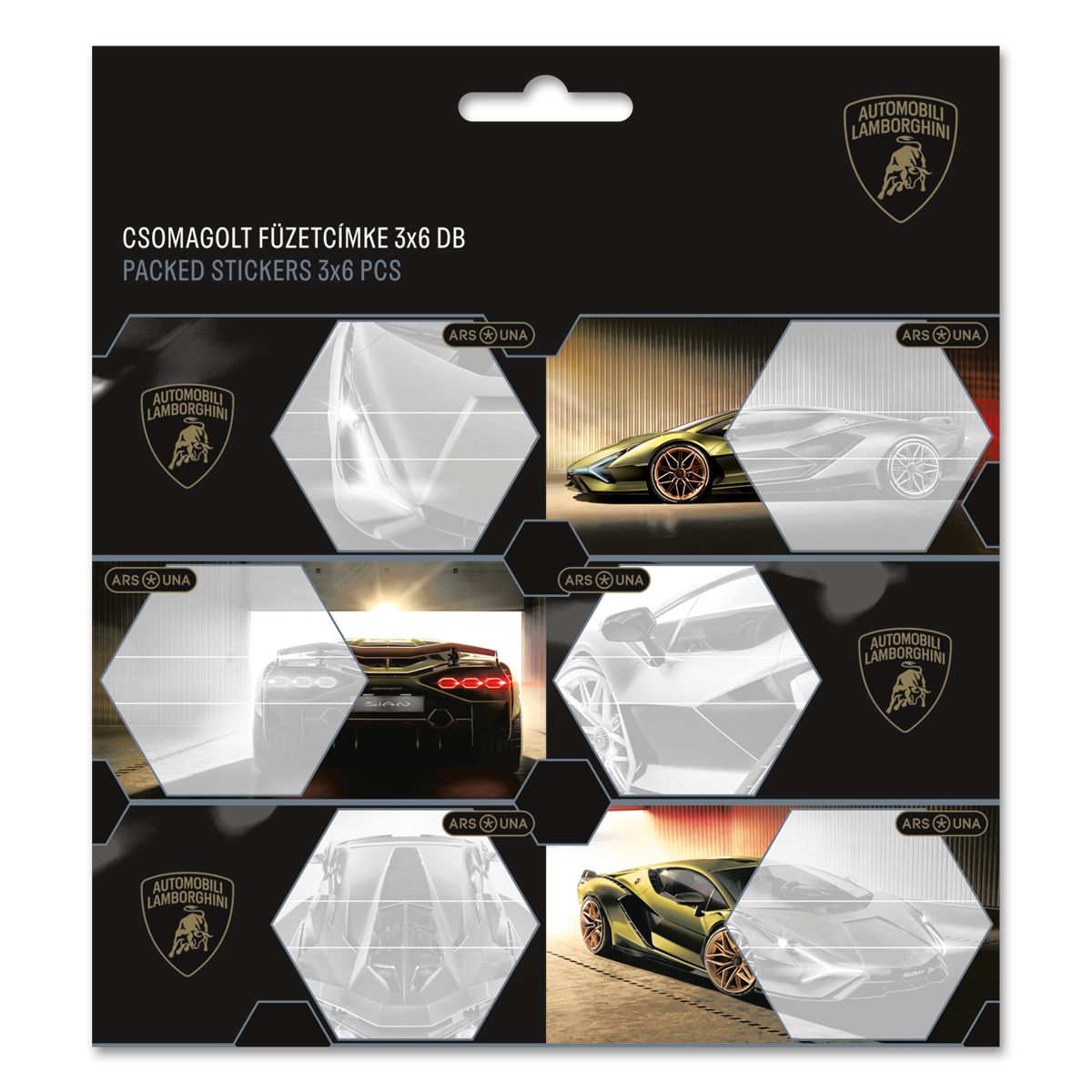 Ars Una csomagolt füzetcímke (3x6 db) Lamborghini (5523)
