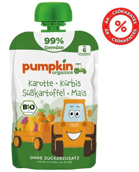 Pumpkin Organics Bio Sárgarépa sütőtök édesburgonya kukorica 6 hó+ (99%)