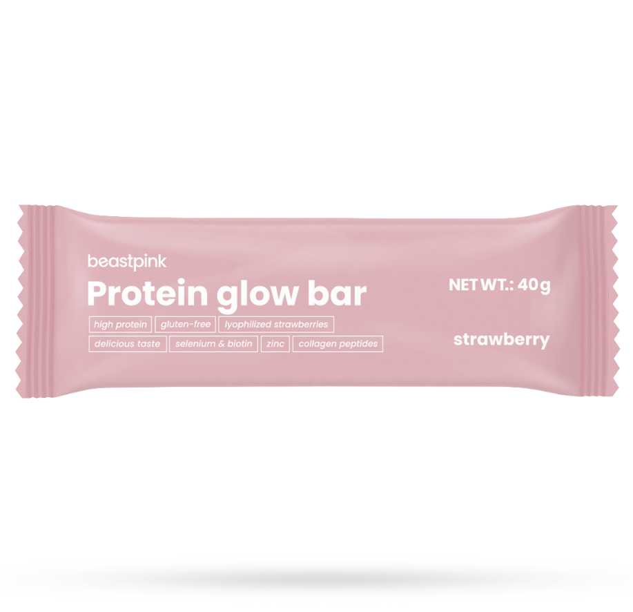 GlowBar fehérjeszelet - BeastPink - Eper
