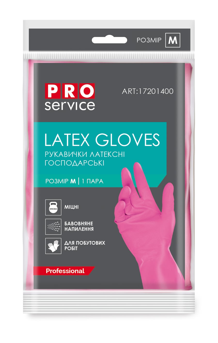 PRO Latex kesztyű erős Professzionális, rózsaszín, M méret