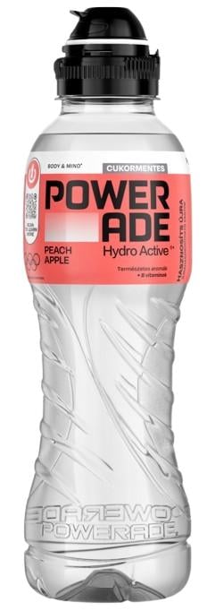 Powerade Hydro Active szénsavmentes, barack- és almaízű, cukormentes ital