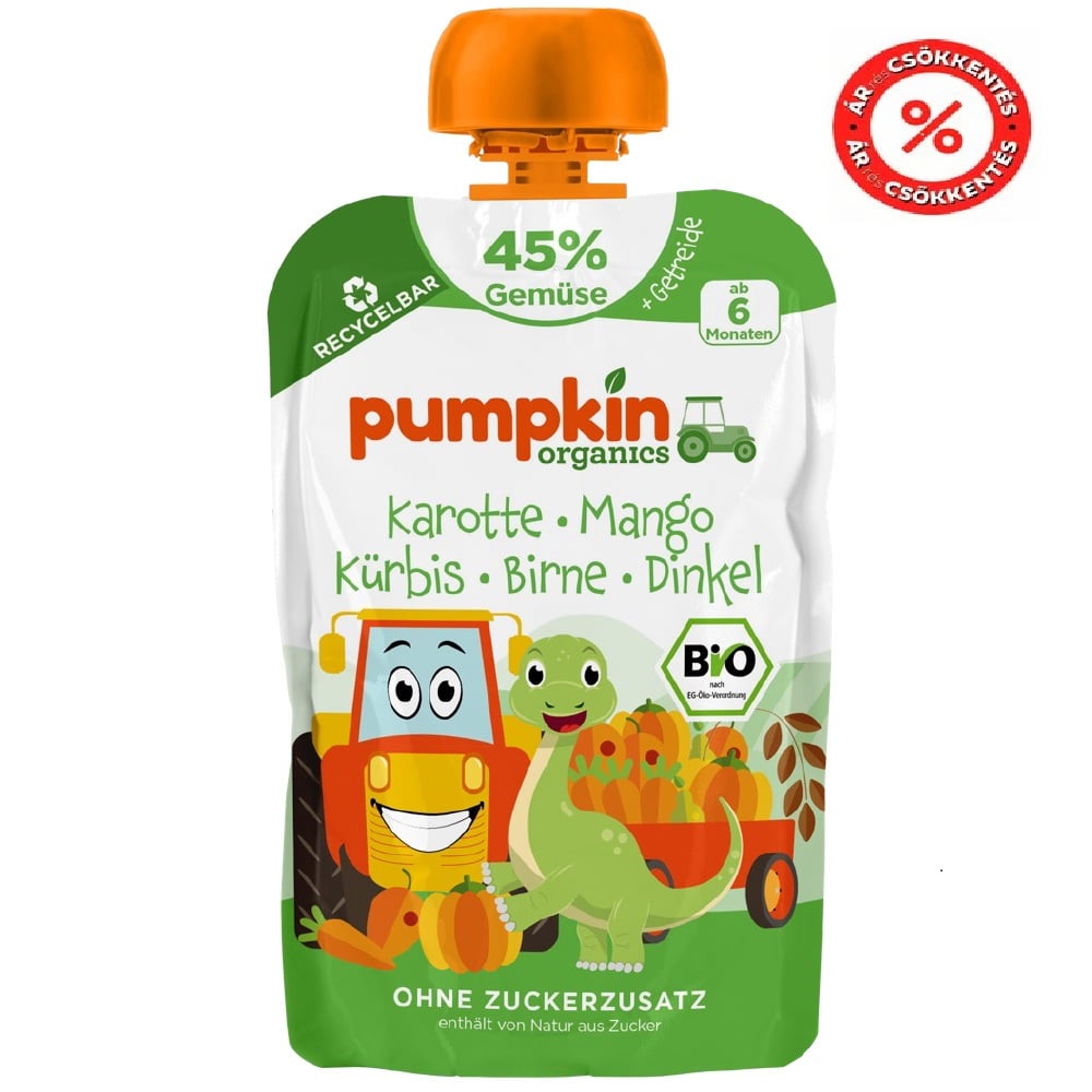 Pumpkin Organics Bio Sárgarépa mangó sütőtök körte tönköllyel 6 hónapos kortól