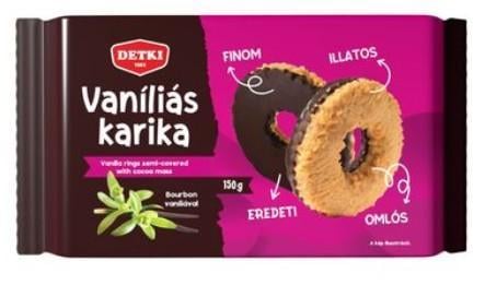 Detki vaníliás karika étbevonóval félig mártva