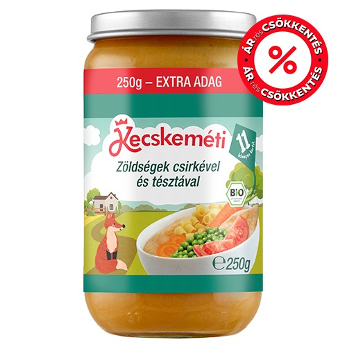 Kecskeméti Bio Zöldségek csirkével és tésztával, 11 hónapos kortól