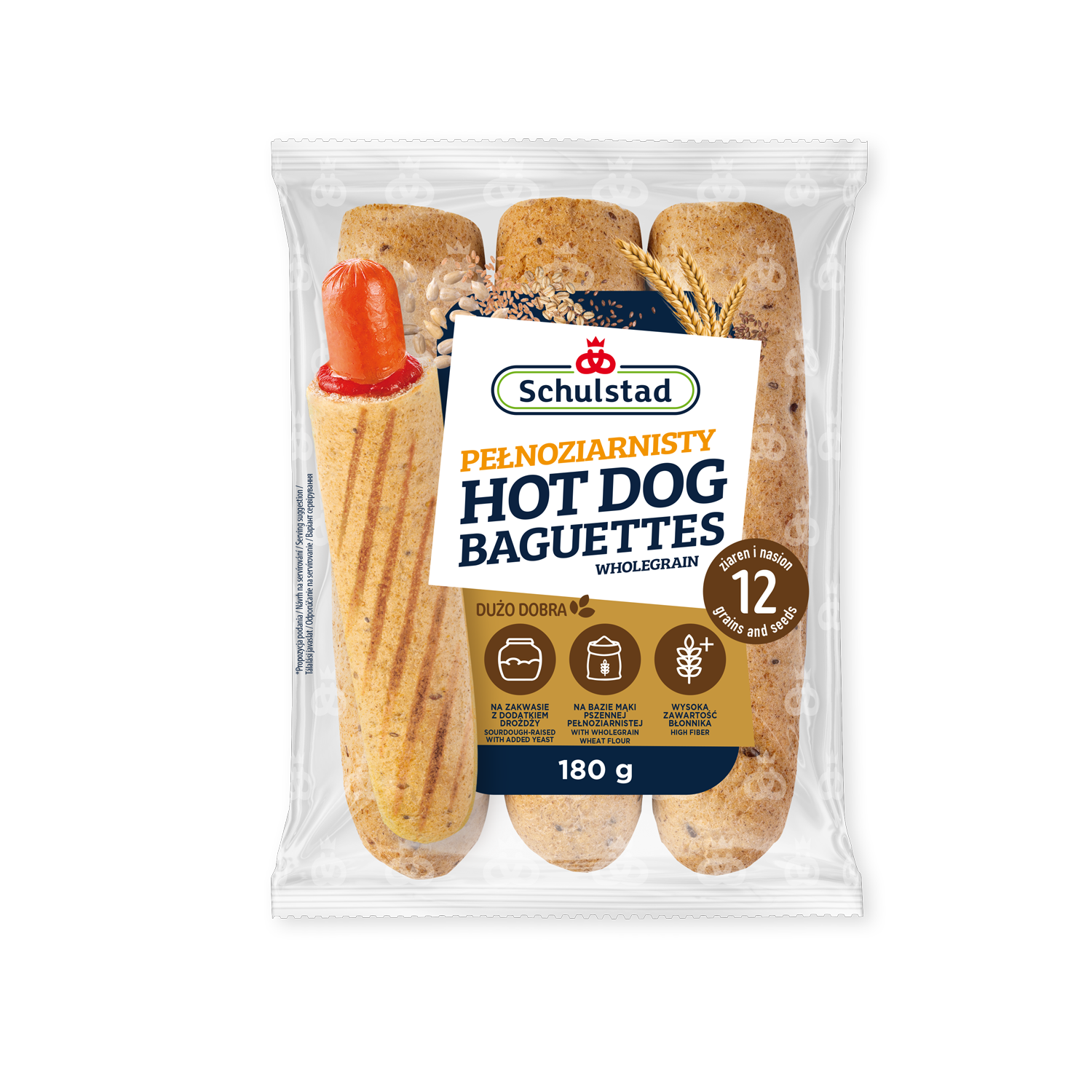 Schulstad Teljes kiőrlésű fúrt hot dog kifli kovásszal