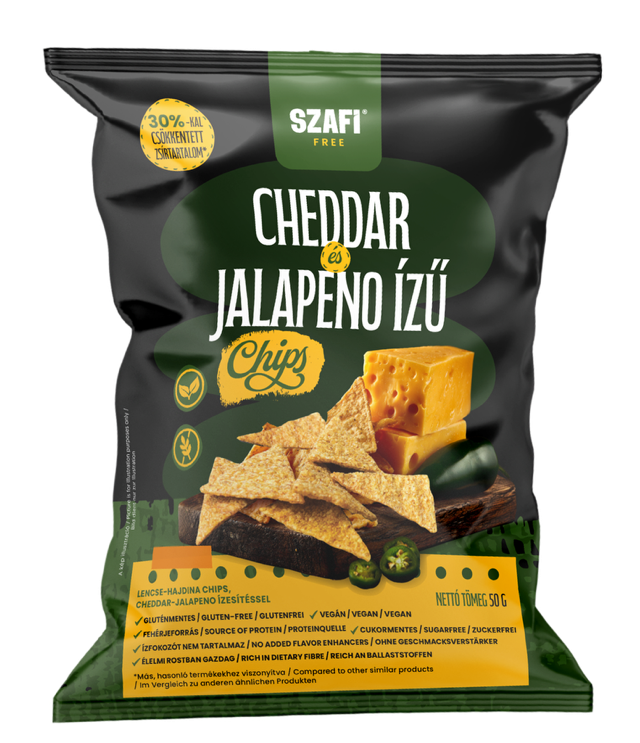 Szafi Free gluténmentes cheddar-jalapeno ízű chips