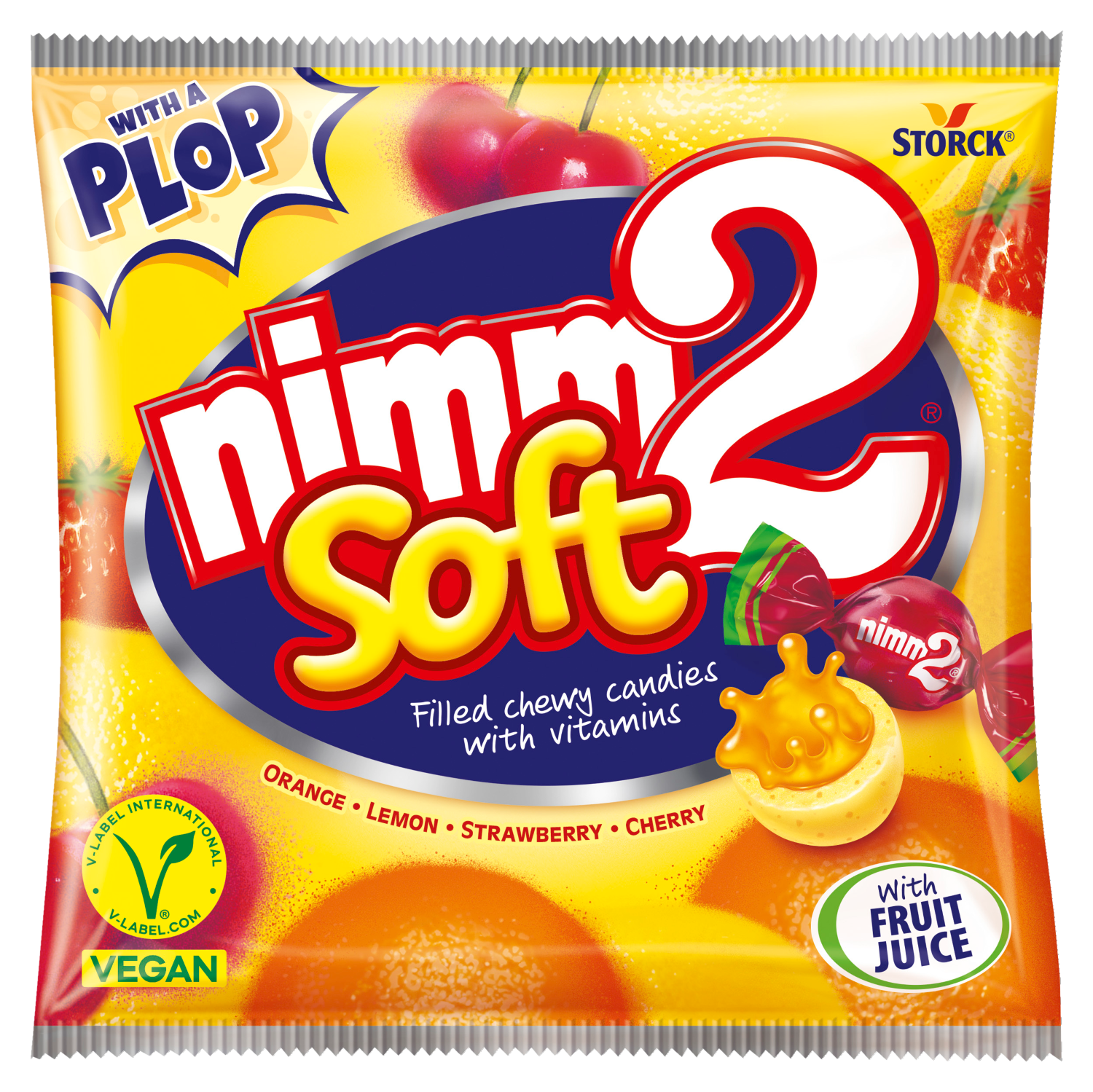 Nimm2 Soft gyümölcsös töltött olvadó cukorka gyümölcslével és vitaminokkal