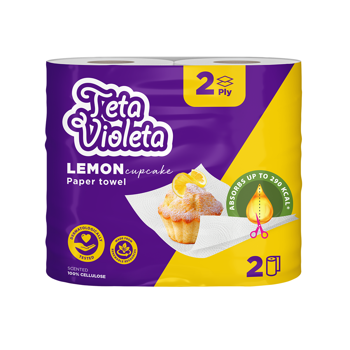 Violeta háztartási papírtörlő MAXI, citrom illatú, 2 tekercs