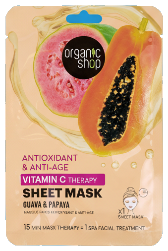 Organic Shop Antioxidáns és anti-aging  fátyolmaszk guavával és papayával 25g