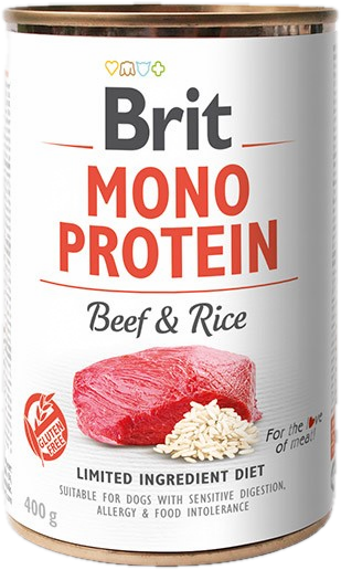 Brit Monoprotein teljes értékű nedves kutyaeledel, marha és rizs 400g