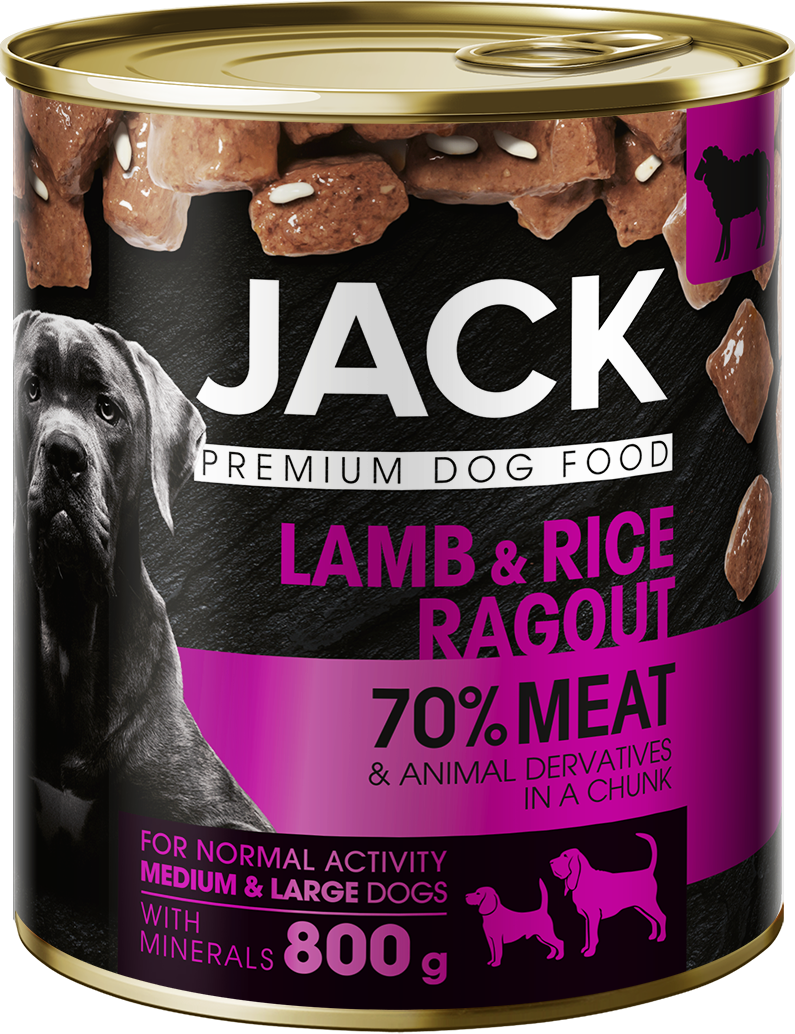 Jack teljes értékű nedves eledel/ konzerv kutyáknak, bárány-rizs ragu
