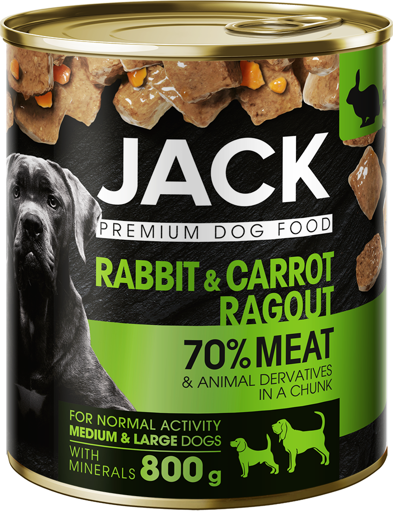 Jack teljes értékű nedves eledel/ konzerv kutyáknak, nyúl-répa ragu
