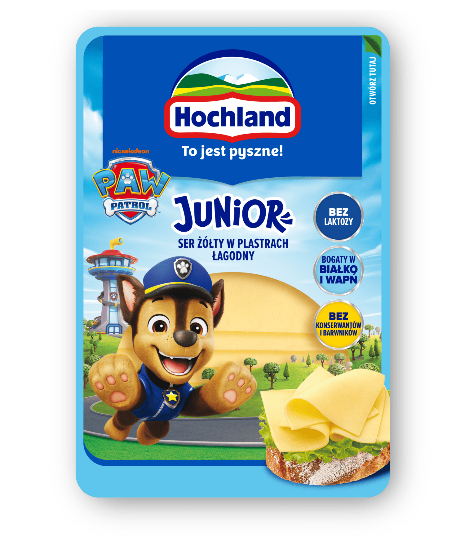 Hochland junior szeletelt sajt, Mancs Őrjáratos csomagolásban (többféle)