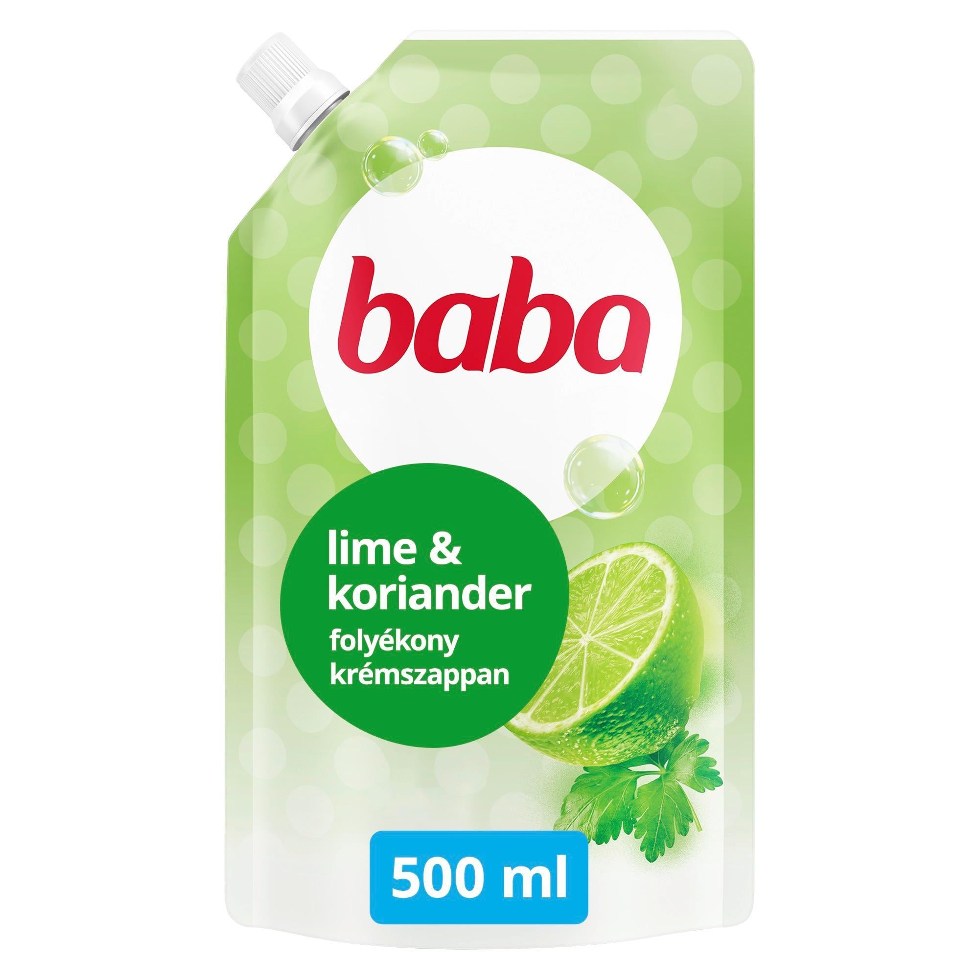Baba antibakteriális folyékony krémszappan utántöltő lime és koriander illattal, 500 ml
