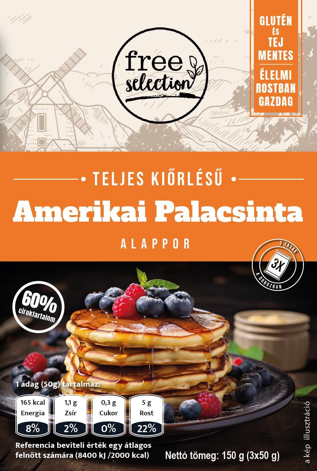 Free Selection Teljes kiőrlésű Amerikai palacsinta alappor (3db)