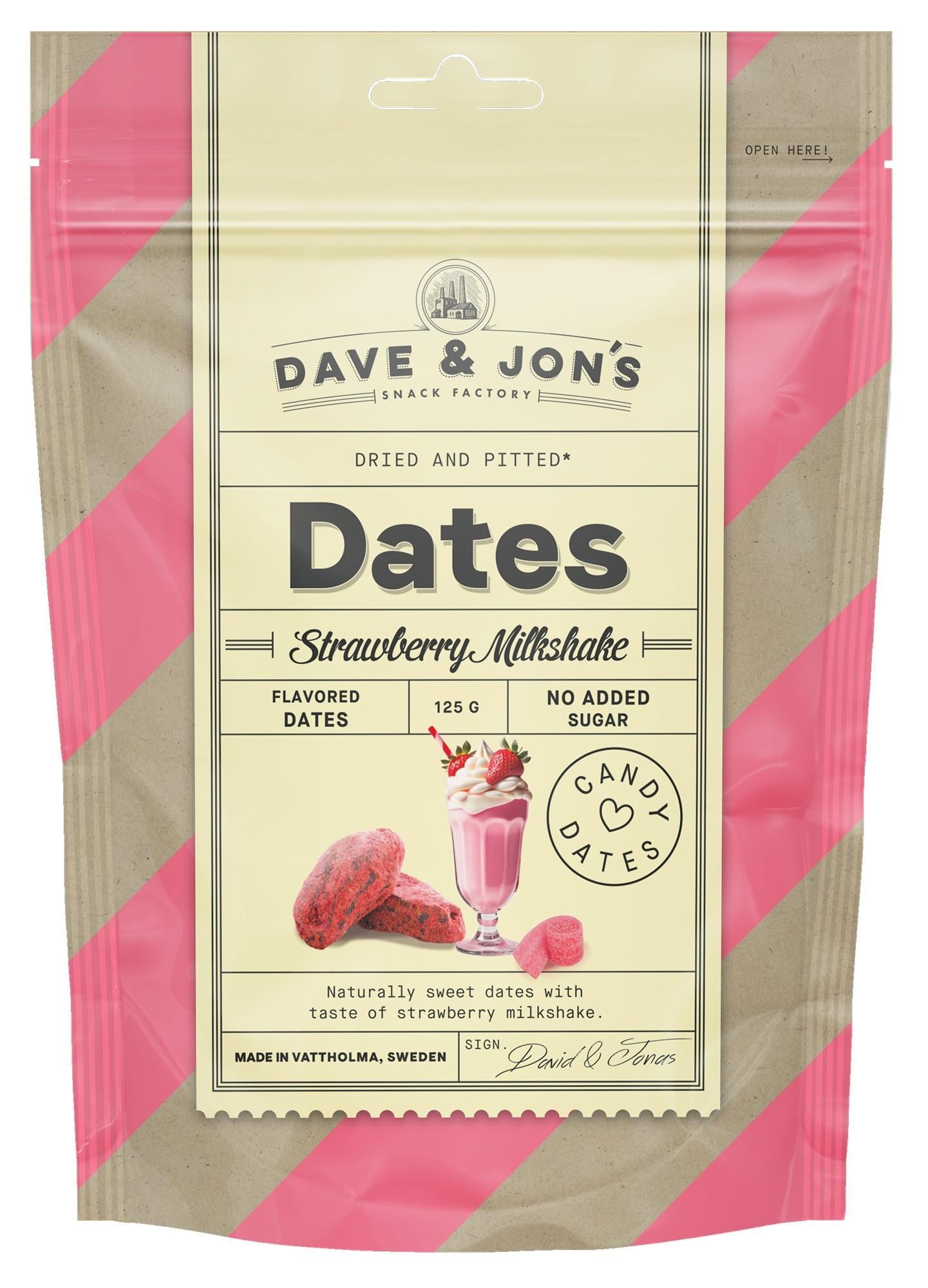 Dave & Jon's Dates Strawberry Milkshake - epres milkshake ízű datolya snack