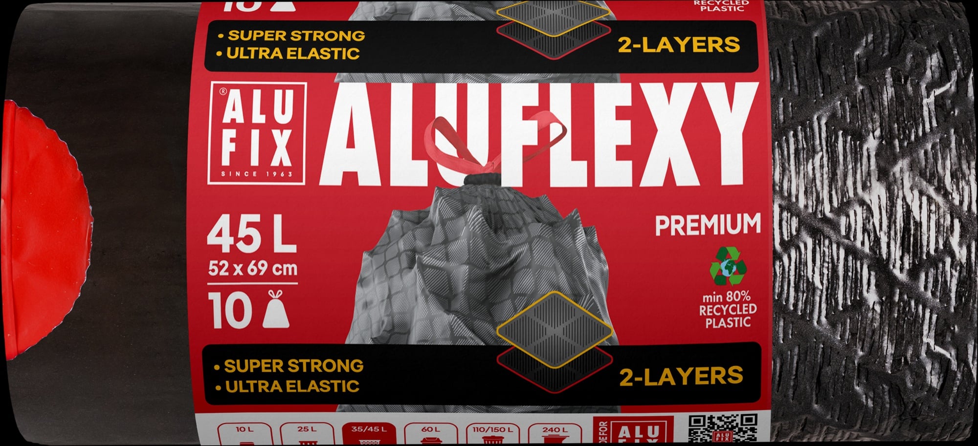 Alufix aluflexy szemeteszsák zárószalagos 45 liter