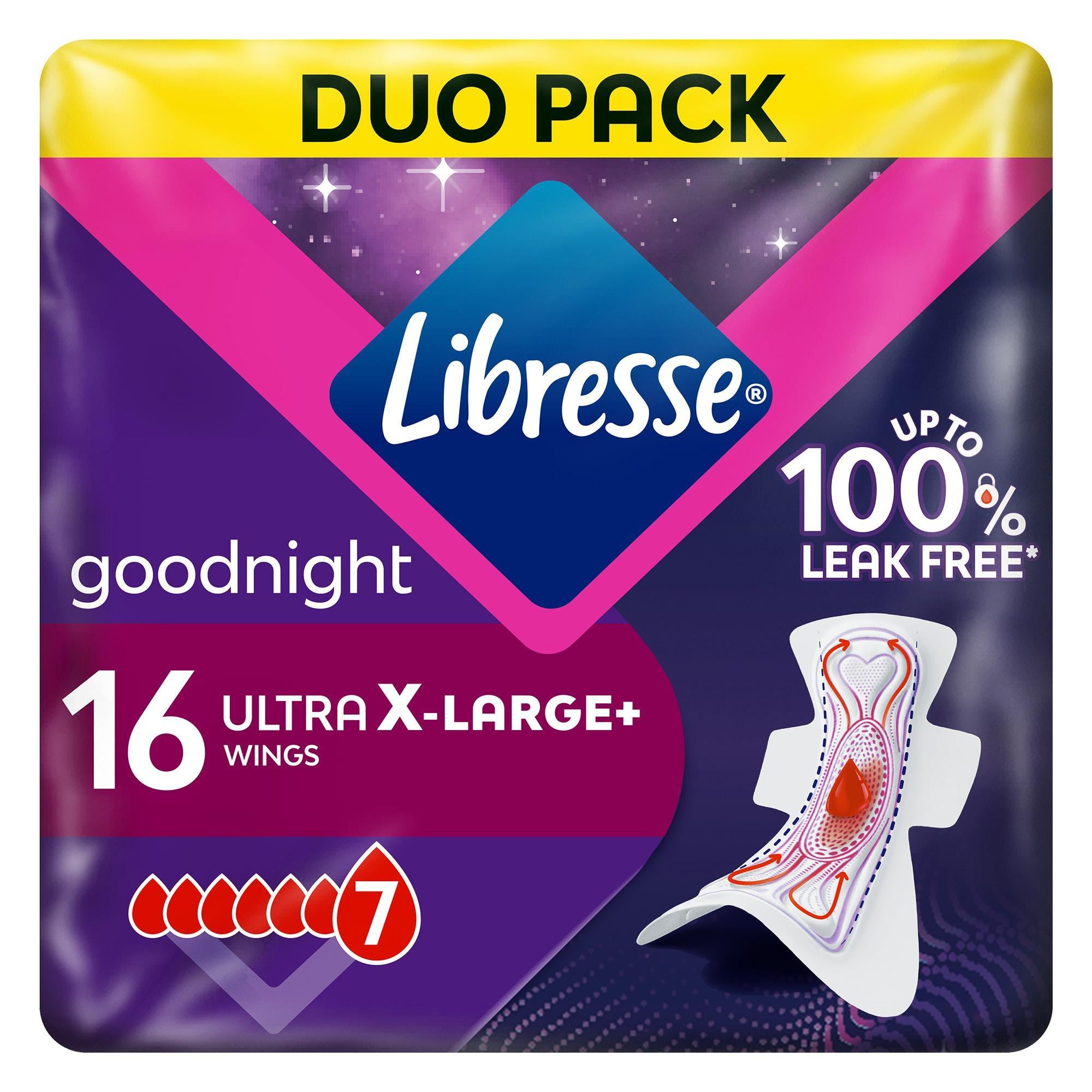 Libresse Ultra+ X-Large Goodnight szárnyas egészségügyi betét, éjszakai használatra