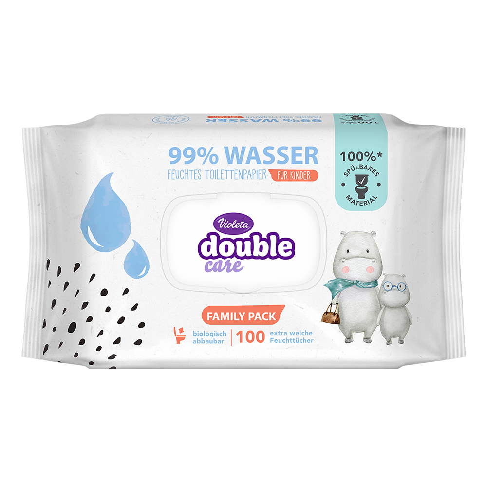 VIOLETA Double Care nedves toalettpapír 100db, 99% víztartalommal