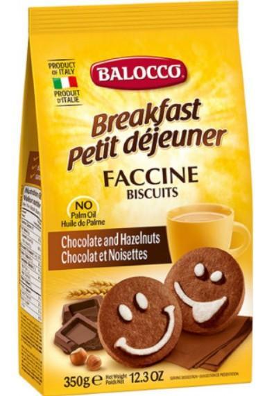 Balocco Faccine reggeliző keksz csokoládéval és mogyoróval