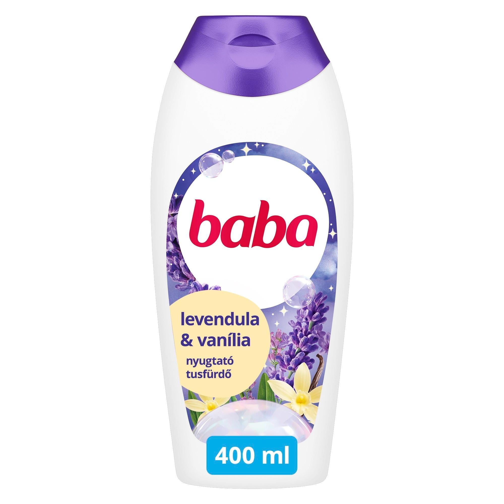 Baba Levendula és vanília illatú nyugtató tusfürdő, 400 ml