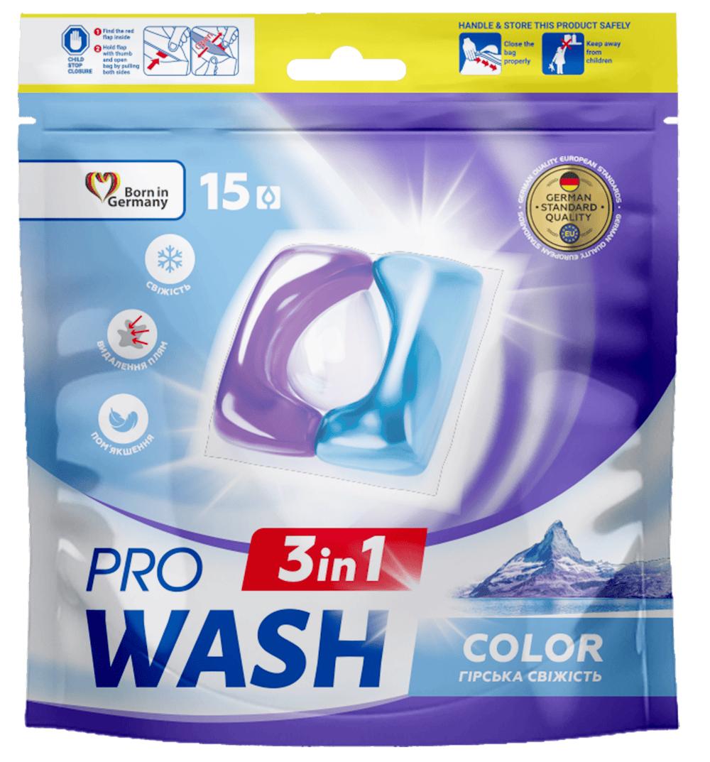 PRO WASH 3 in 1  Mountain Freshness Color mosókapszula