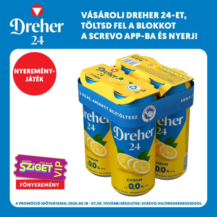 Dreher 24 Citrom alkoholmentes világos sör és citrom ízű ital keveréke 0,0% (4-es multipack)